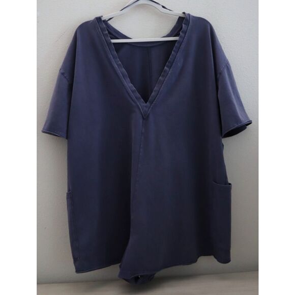 Free People Movement OB1882045 Women Sz XL Blue Indigo Hot Shot Tee Romper - Picture 2 of 5